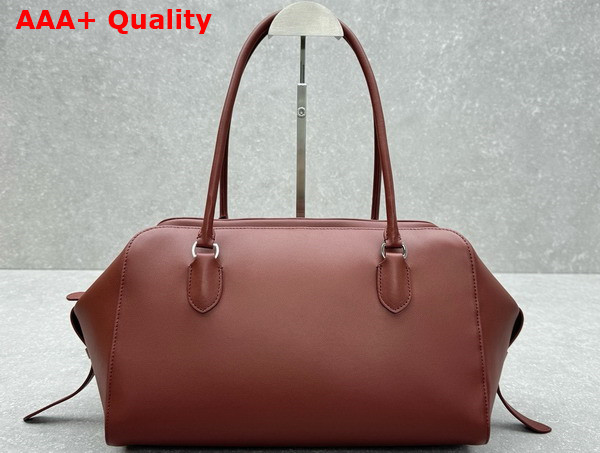 The Row EW Bowling Bag in Barn Red Smooth Calfskin Leather Replica