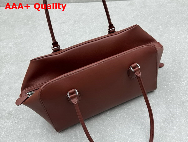 The Row EW Bowling Bag in Barn Red Smooth Calfskin Leather Replica