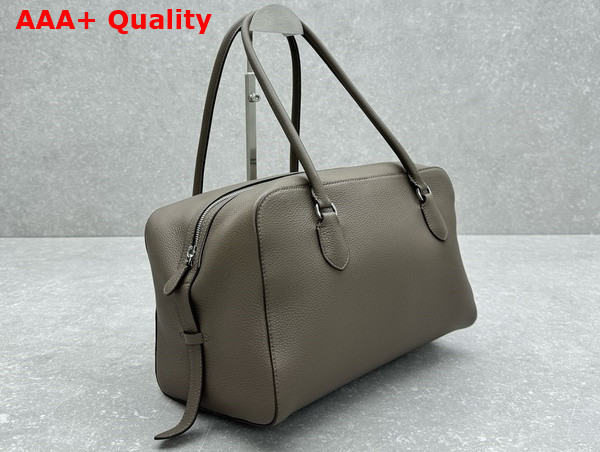 The Row EW Bowling Bag in Elephant Grey Grained Calfskin Leather Replica