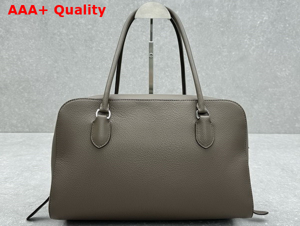The Row EW Bowling Bag in Elephant Grey Grained Calfskin Leather Replica
