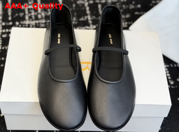 The Row Elastic Ballet Slipper in Black Smooth Nappa Leather Replica