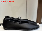 The Row Elastic Ballet Slipper in Black Smooth Nappa Leather Replica