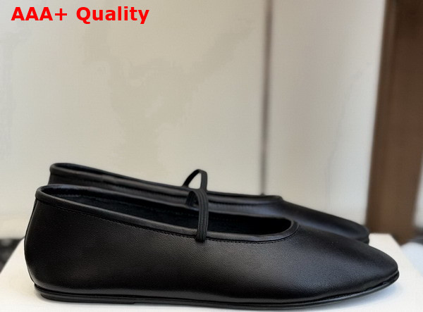 The Row Elastic Ballet Slipper in Black Smooth Nappa Leather Replica