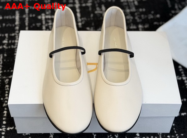 The Row Elastic Ballet Slipper in Milk Smooth Nappa Leather Replica