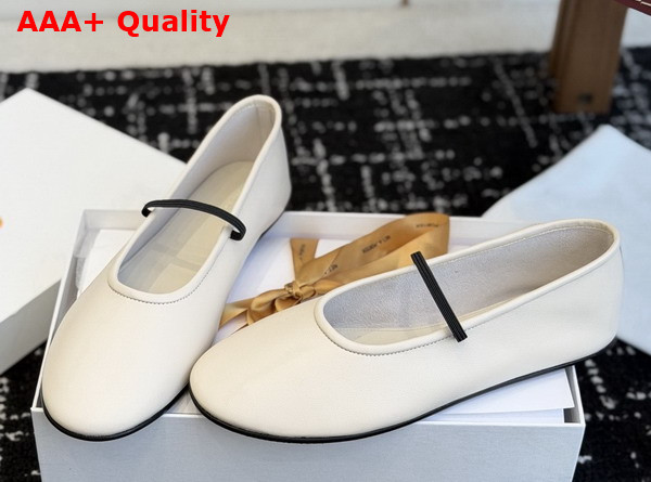 The Row Elastic Ballet Slipper in Milk Smooth Nappa Leather Replica