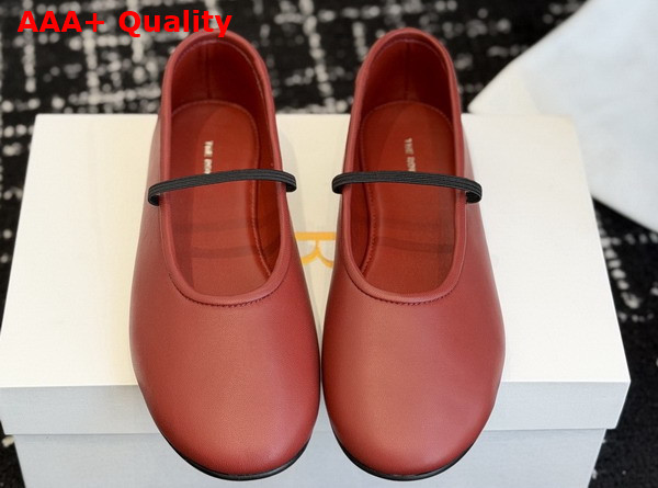 The Row Elastic Ballet Slipper in Red Smooth Nappa Leather Replica