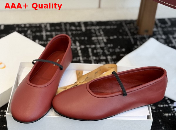 The Row Elastic Ballet Slipper in Red Smooth Nappa Leather Replica