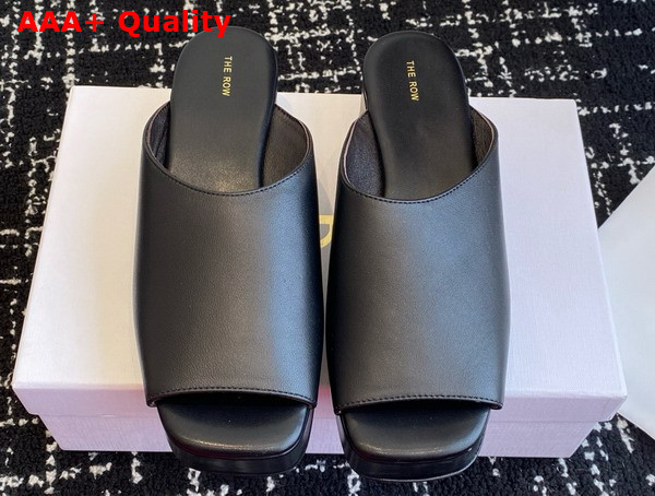 The Row Emi Flatform Sandal in Black Leather Replica