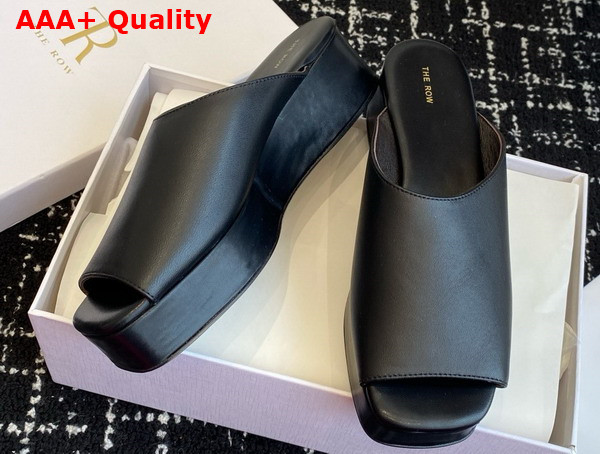 The Row Emi Flatform Sandal in Black Leather Replica