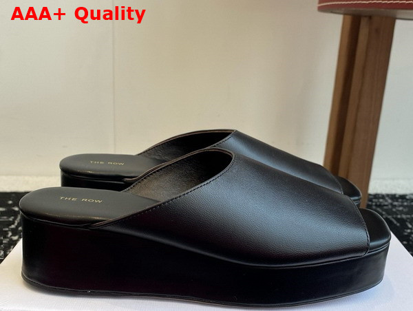The Row Emi Flatform Sandal in Black Leather Replica