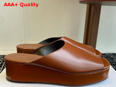 The Row Emi Flatform Sandal in Brown Polished Calfskin Leather Replica