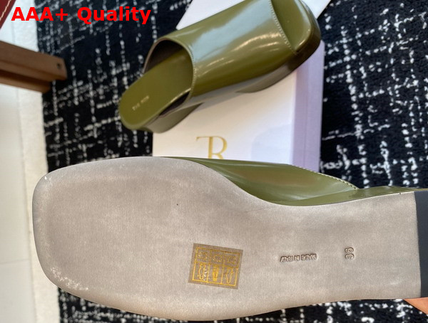 The Row Emi Flatform Sandal in Dark Green Polished Calfskin Leather Replica