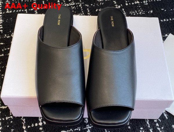 The Row Emi Mule in Black Leather Replica