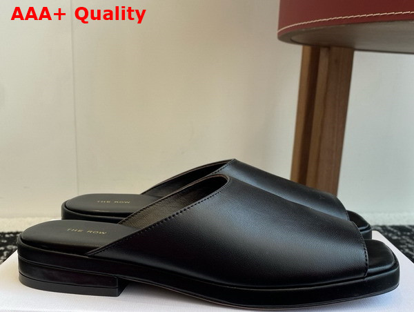 The Row Emi Mule in Black Leather Replica