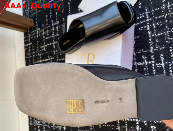 The Row Emi Mule in Black Polished Calfskin Leather Replica