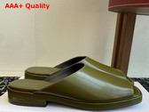 The Row Emi Mule in Dark Green Polished Calfskin Leather Replica