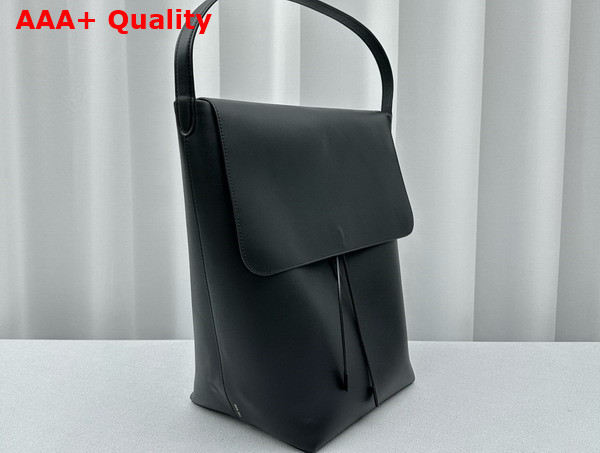 The Row Flap Bucket Bag in Black Leather Replica