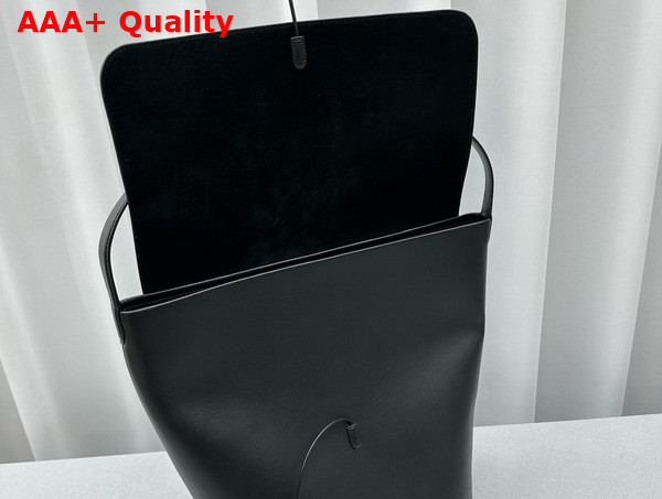The Row Flap Bucket Bag in Black Leather Replica