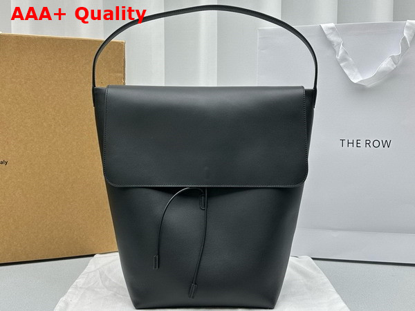The Row Flap Bucket Bag in Black Leather Replica