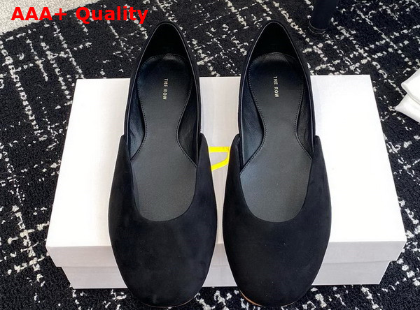 The Row Gemma Ballet Slipper in Black Suede Replica