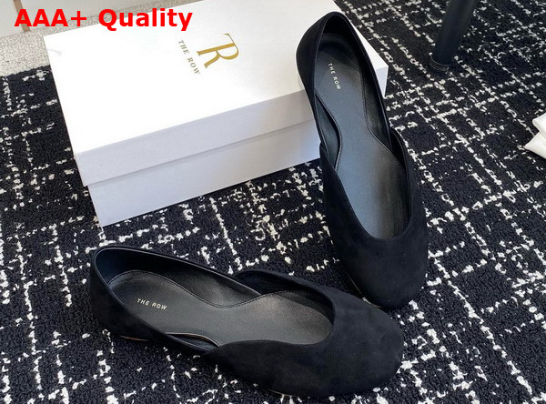 The Row Gemma Ballet Slipper in Black Suede Replica