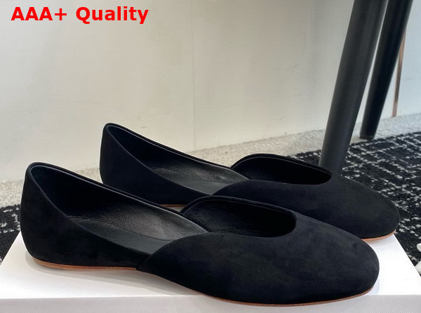 The Row Gemma Ballet Slipper in Black Suede Replica