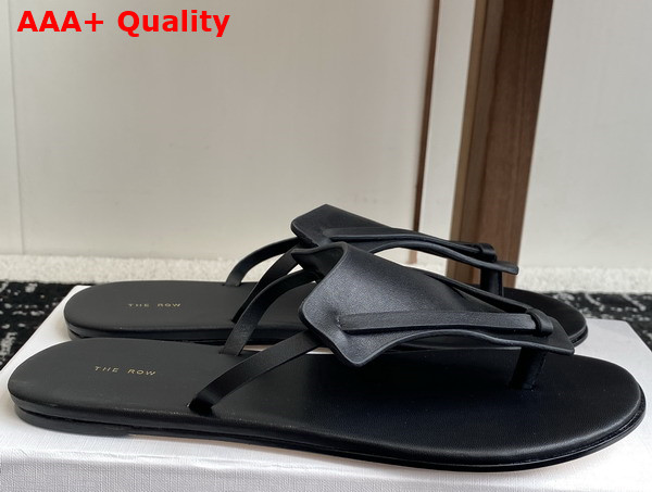 The Row Helena Flip Flop Black Leather Replica