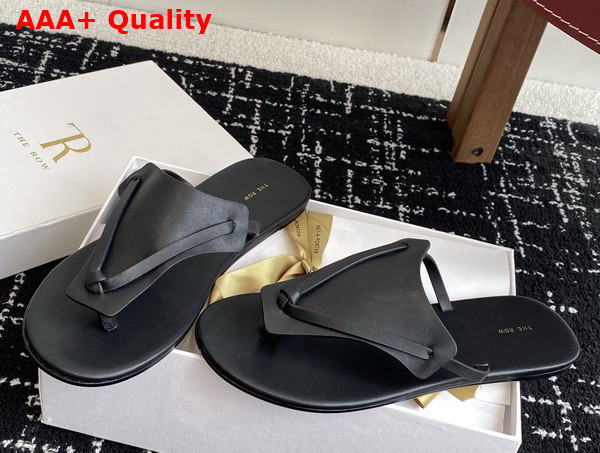 The Row Helena Flip Flop Black Leather Replica
