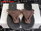 The Row Helena Flip Flop Brown Suede Replica