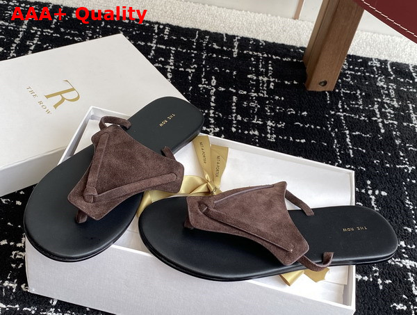 The Row Helena Flip Flop Brown Suede Replica
