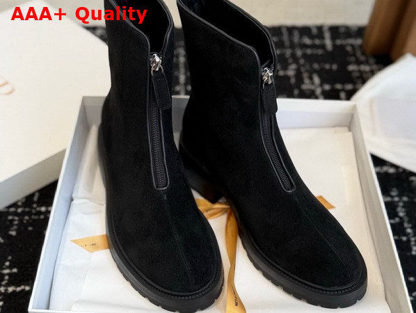 The Row Hike Boot Black Structured Calfskin Suede Replica