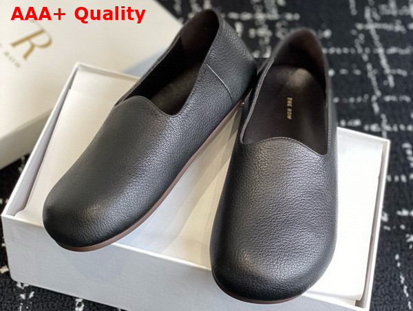 The Row Hugh Slip On Shoe in Black Leather Replica