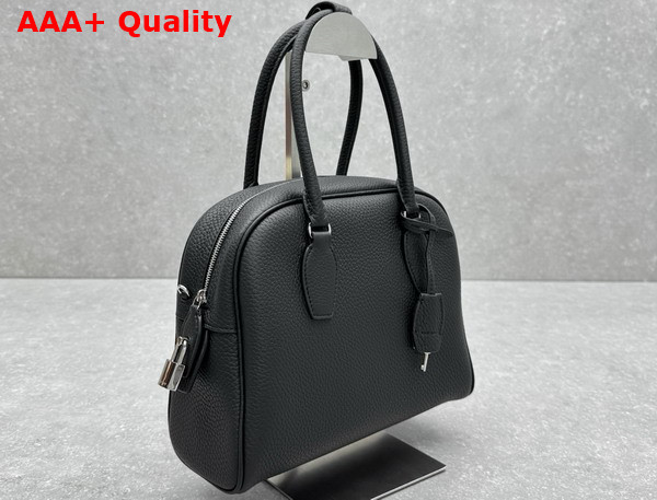 The Row India 10 00 Bag in Black Textured Calfskin Leather Replica