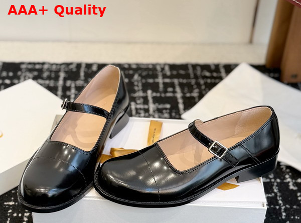 The Row Kai Mary Jane Black Glossy Calfskin Leather Replica