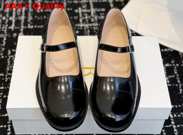 The Row Kai Mary Jane Black Glossy Calfskin Leather Replica
