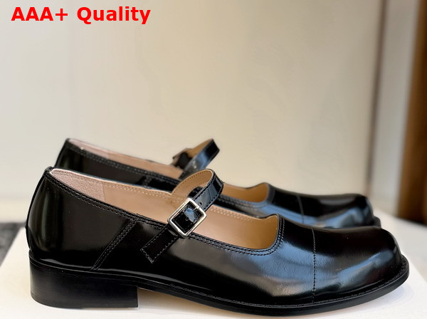 The Row Kai Mary Jane Black Glossy Calfskin Leather Replica