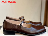 The Row Kai Mary Jane Deep Brown Glossy Calfskin Leather Replica