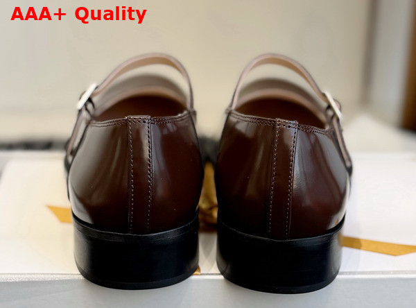 The Row Kai Mary Jane Deep Brown Glossy Calfskin Leather Replica