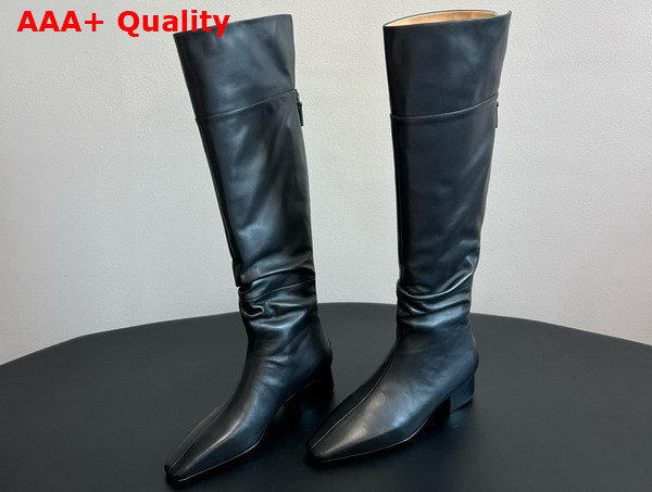 The Row Knee High Boot in Black Leather Replica