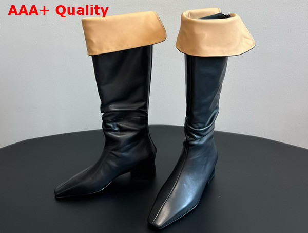 The Row Knee High Boot in Black Leather Replica