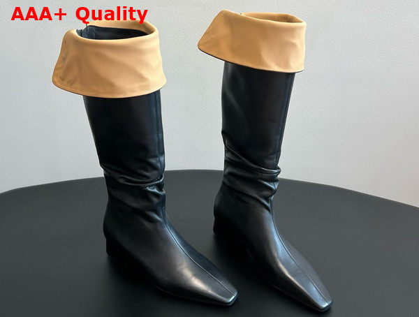 The Row Knee High Boot in Black Leather Replica