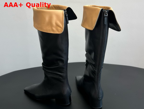 The Row Knee High Boot in Black Leather Replica