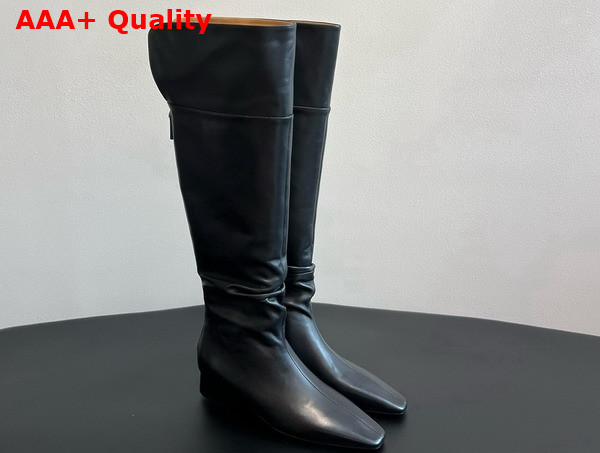 The Row Knee High Boot in Black Leather Replica