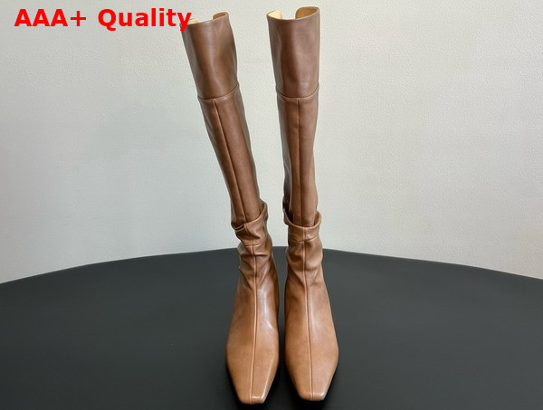 The Row Knee High Boot in Light Brown Leather Replica