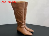 The Row Knee High Boot in Light Brown Leather Replica