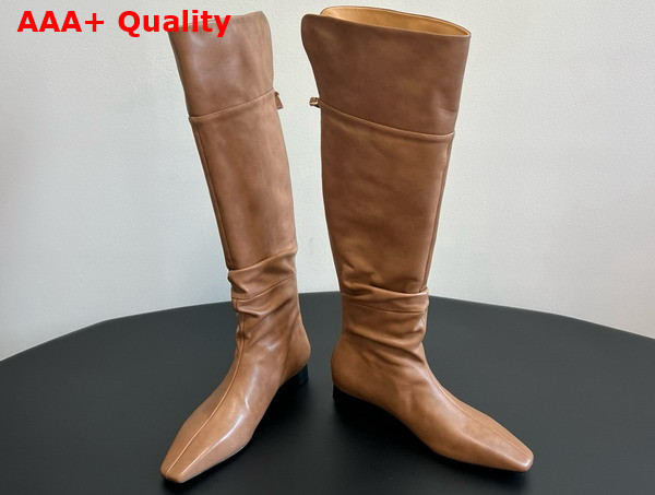 The Row Knee High Boot in Light Brown Leather Replica