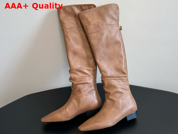 The Row Knee High Boot in Light Brown Leather Replica