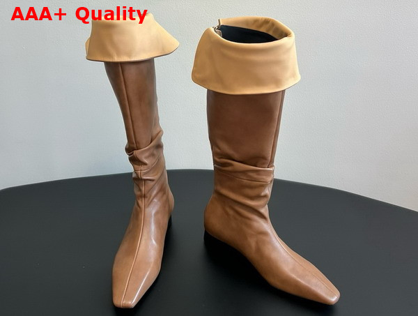 The Row Knee High Boot in Light Brown Leather Replica