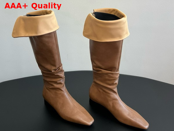 The Row Knee High Boot in Light Brown Leather Replica