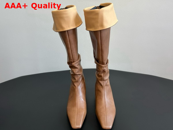 The Row Knee High Boot in Light Brown Leather Replica